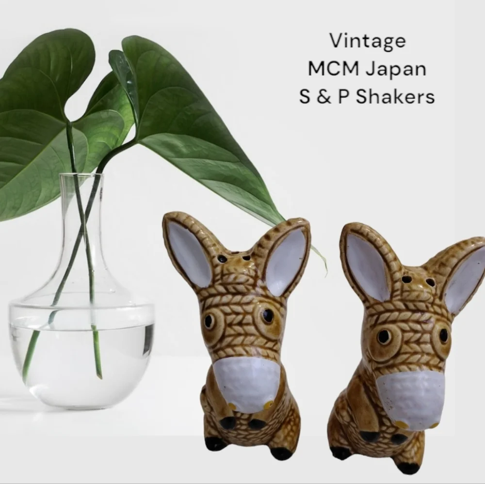 Vintage MCM Japan Rope Donkey Salt & Pepper Shakers